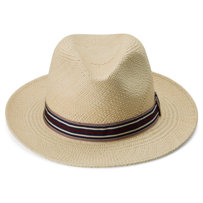 NATURAL-COLOURED MODA PANAMA HAT WITH STRIPED BAND