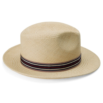 NATURAL-COLOURED MODA PANAMA HAT WITH STRIPED BAND