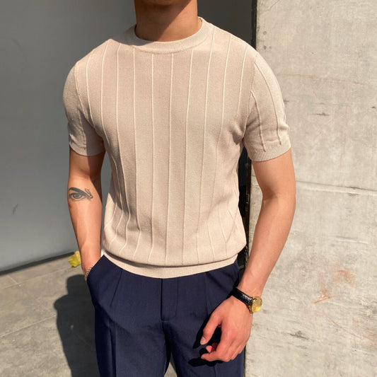 [Lowest Price]Mens Round Neck Knitted T-shirt