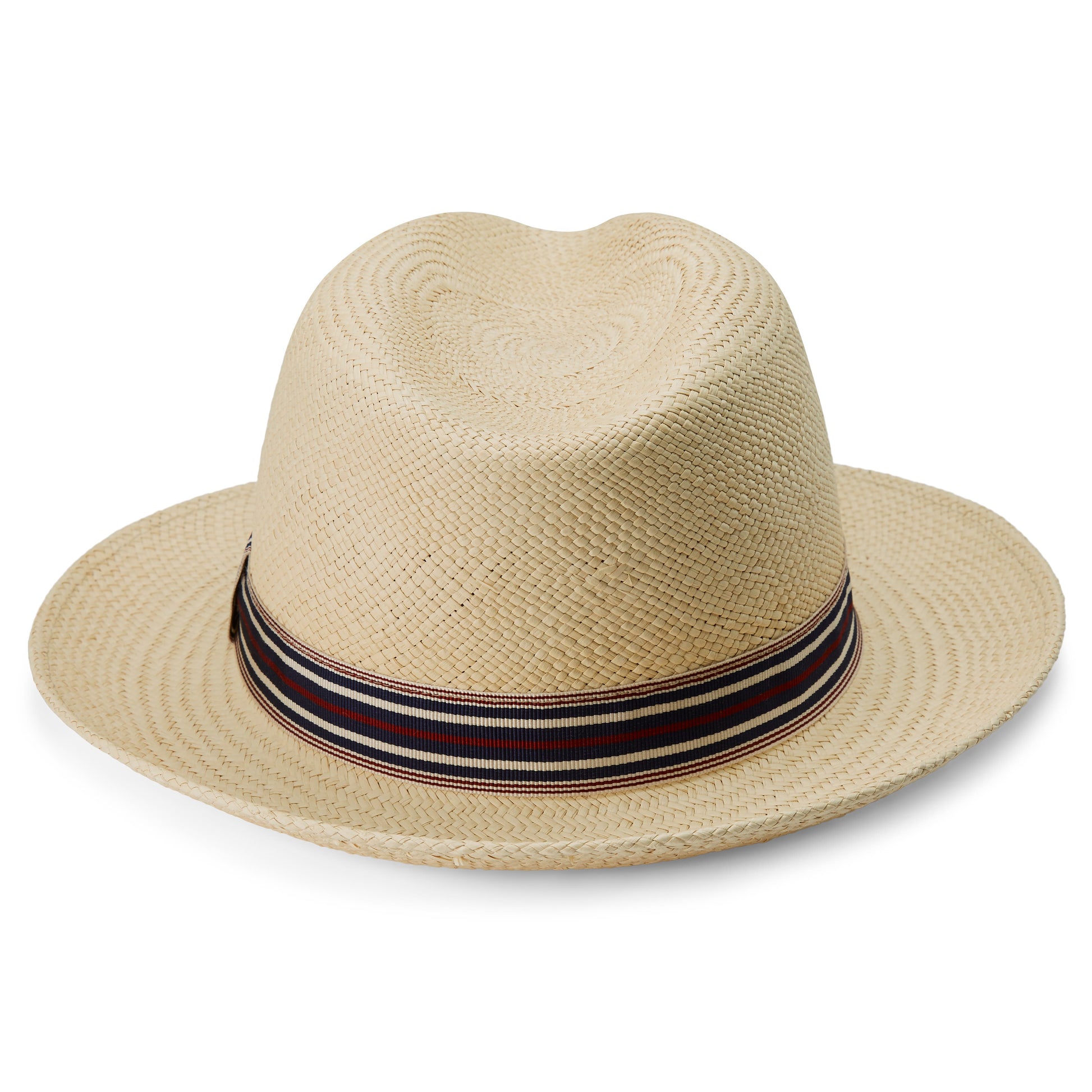 NATURAL-COLOURED MODA PANAMA HAT WITH STRIPED BAND