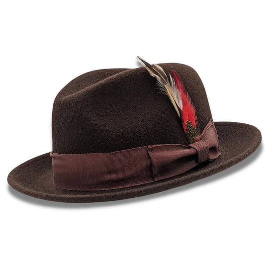 Brown 2  Brim Beaver Look Felt Hat