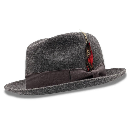 Gray 2  Brim Beaver Look Felt Hat