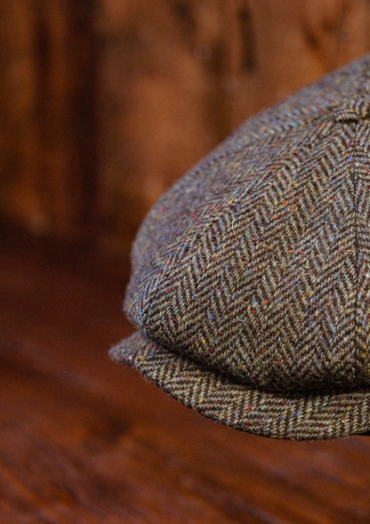 Ridgmount Baker Boy - (Narrow Width) Green Herringbone Donegal Tweed