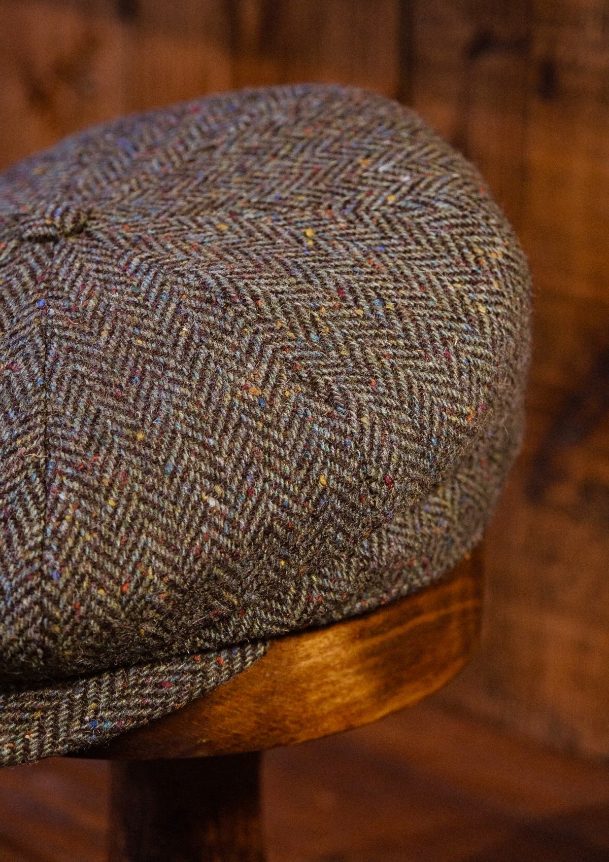 Ridgmount Baker Boy - (Narrow Width) Green Herringbone Donegal Tweed