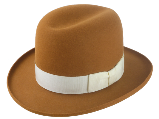 Premium Fedora with Single-Crease Crown and Raw-Edge Rolled Brim